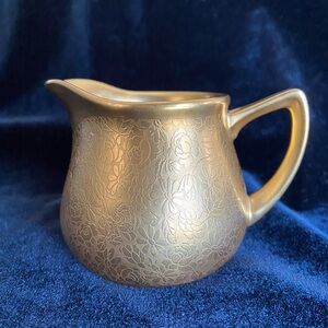Vintage Pickard Gold Encrusted Floral Etched Rose & Daisy Small Creamer Pitcher